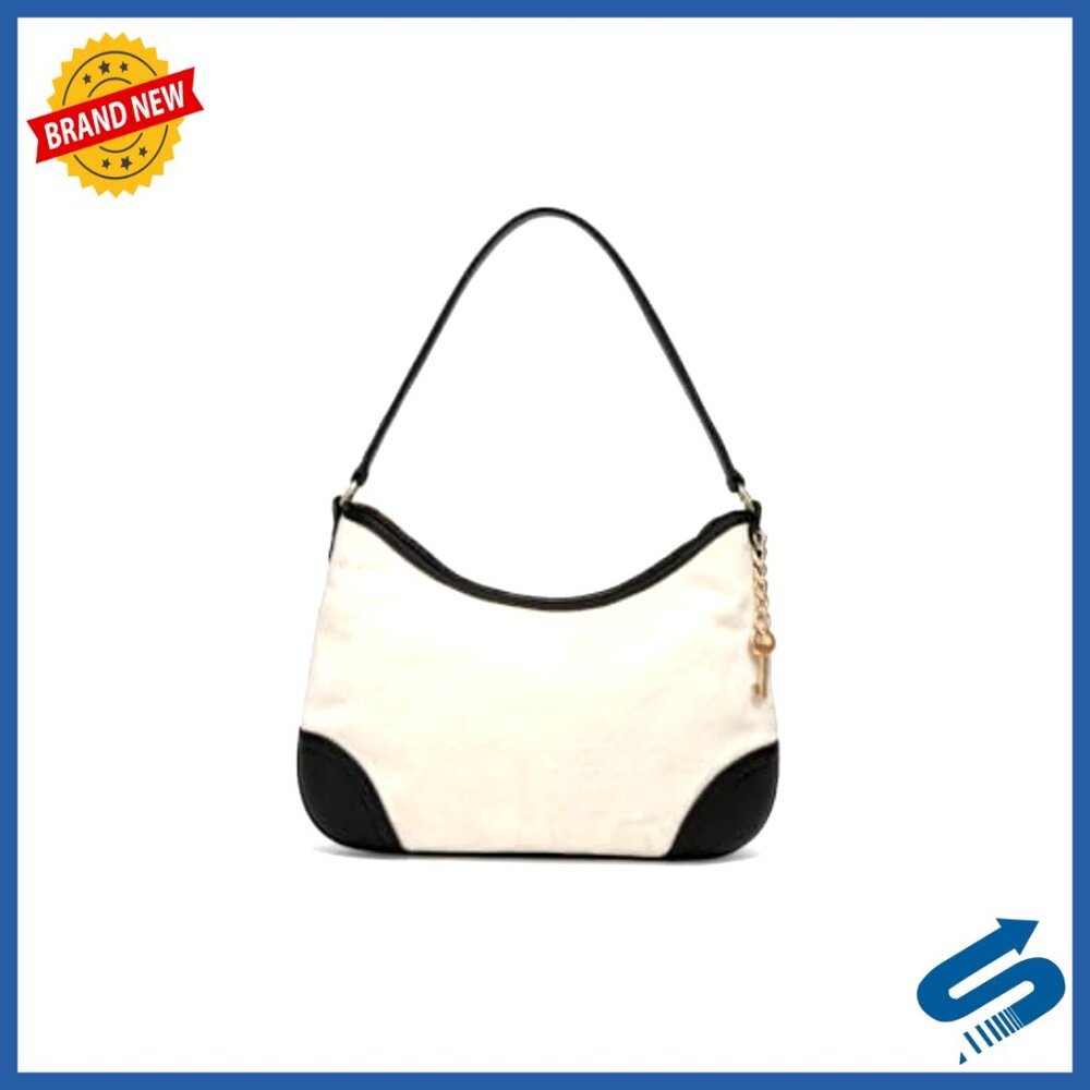 Velour Hobo Shoulder Bag with Gold Hardware, Zipper Closure, Spacious - Picture 4 of 4